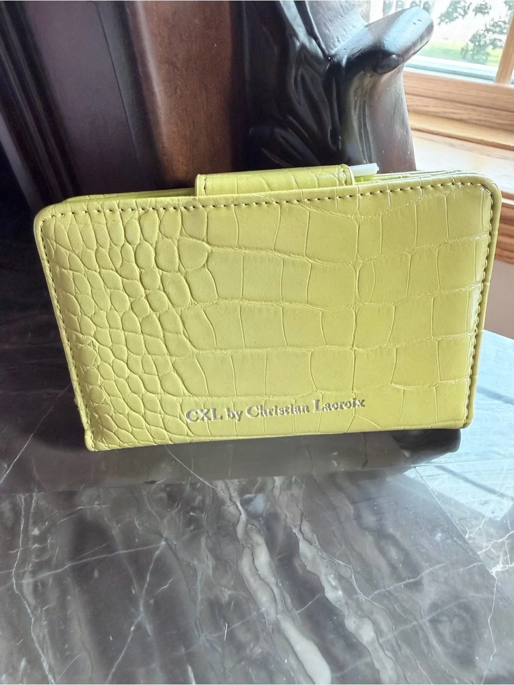 New With Tags Lime Croc-Embossed Phone Wallet Case
